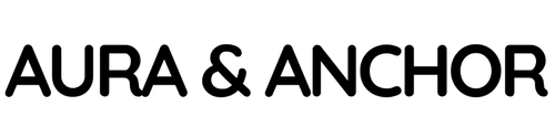 Black text 'AURA & ANCHOR' on a white background