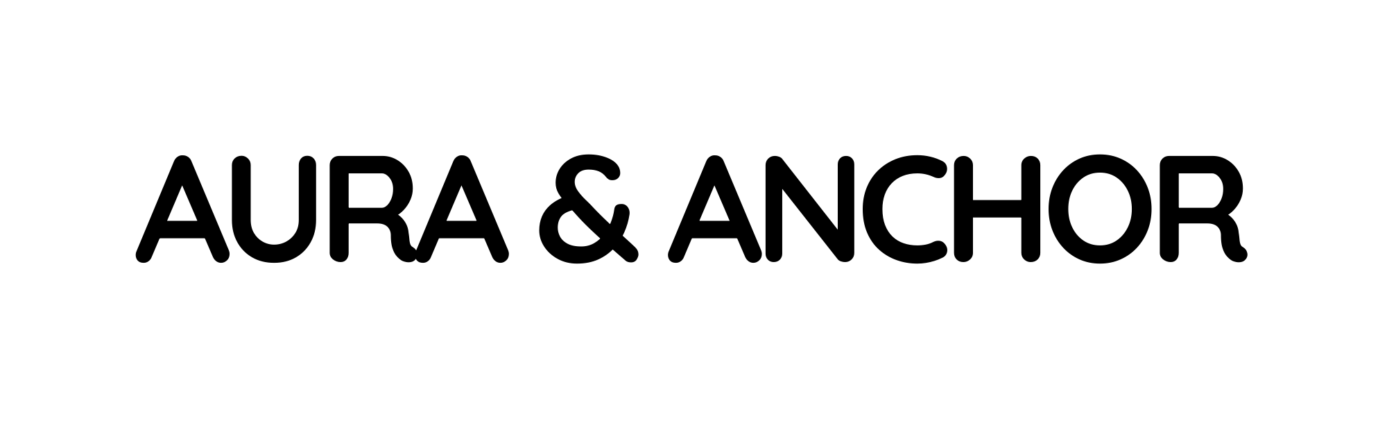 Black text 'AURA & ANCHOR' on a white background