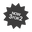 Starburst with rounded edges in dark gray with white text capitalized saying "Now 34
for 2" 
