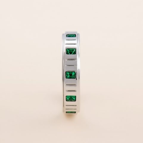 Electronic device with green display on a beige background