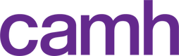 Purple 'camh' logo on a white background