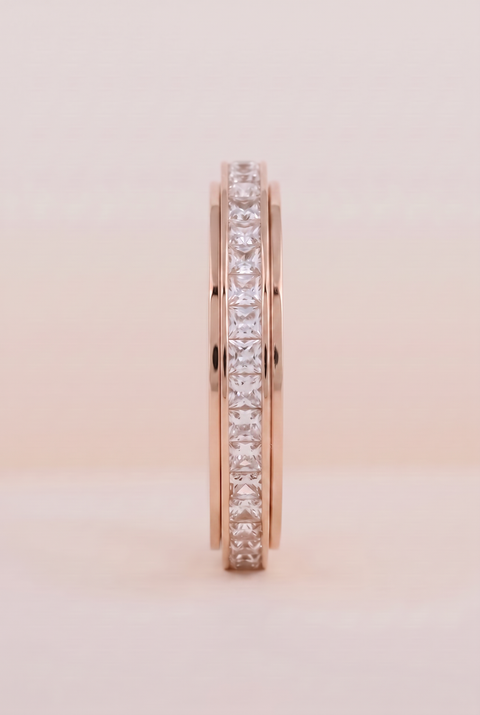 The Dainty Square-Cut Spinning Ring Rose Gold