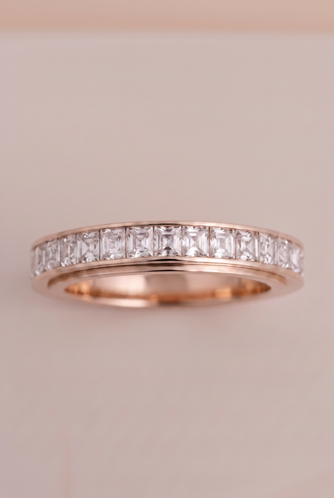 The Dainty Square-Cut Spinning Ring Rose Gold