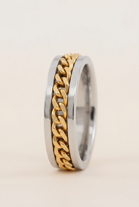 The Chain Link Spinning Ring Gold