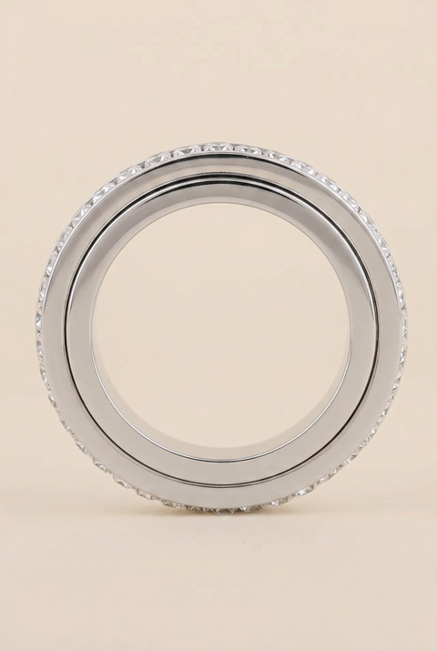 The Radiant Square-Cut Spinning Ring Silver
