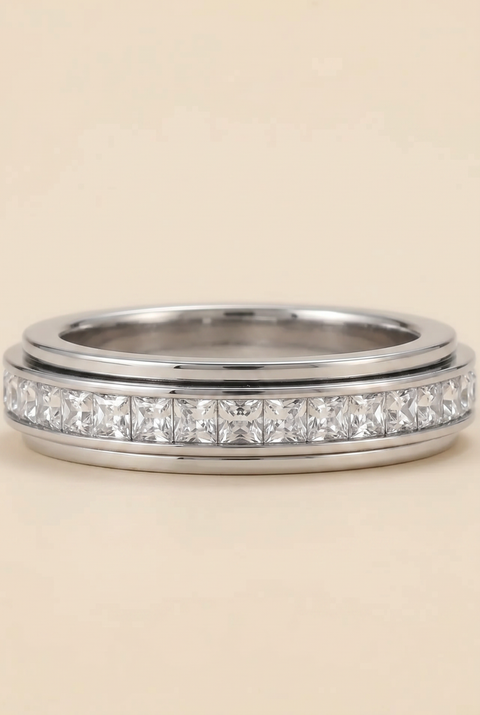 The Radiant Square-Cut Spinning Ring Silver