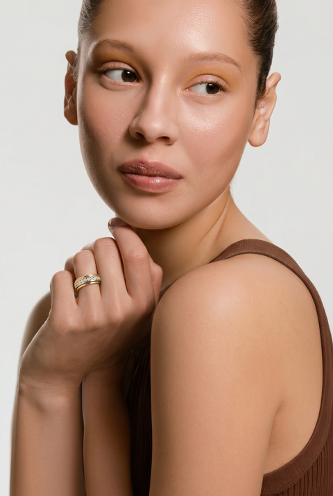 The Radiant Square-Cut Spinning Ring Gold