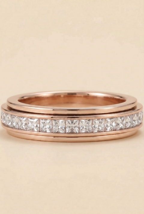 The Radiant Square-Cut Spinning Ring Rose Gold