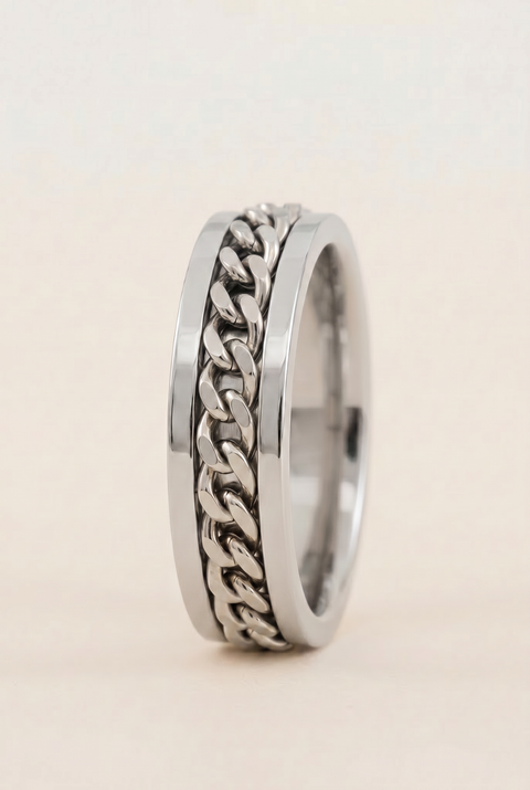 The Chain Link Spinning Ring Silver