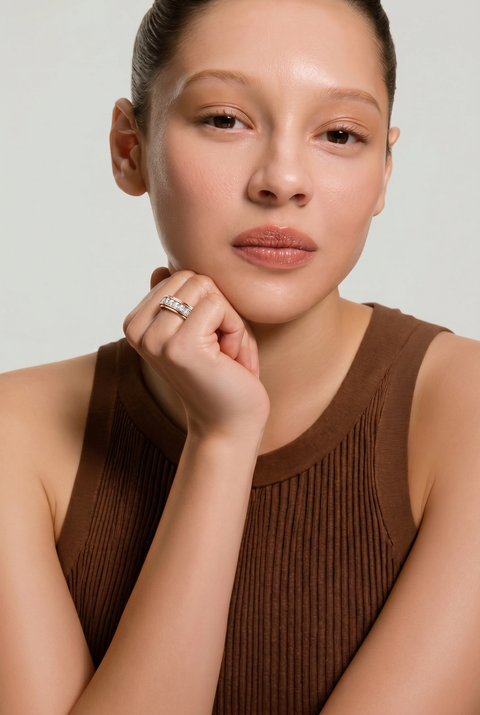 The Radiant Square-Cut Spinning Ring Rose Gold